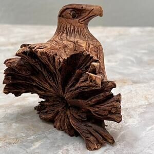 Vintage Eagle Head Folk Art Hand Carved Driftwood Collectible Wood